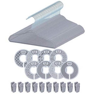 Gyoyo — ensemble d'organisateur de placard pour pépinière, unisexe, gris neutre, antidérapants, 30 cintres en velours pour vêtements de bébé avec 8X placard, séparateur de taille - Product Image 1