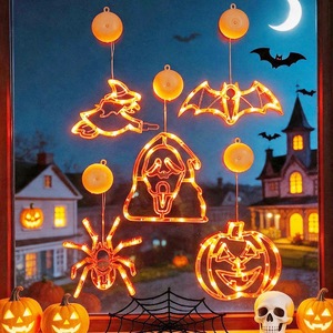 Luces Decorativas de Cadena LED para Halloween, Calabazas, Fantasmas, Murciélagos, Arañas, con Ventosas para Ventanas, Decoración Interior y Exterior para Fiestas - Product Image 1