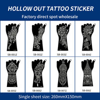 Autocollants de tatouage au henné imperméables et non toxiques pour le visage et le corps, film PET écologique, tatouages temporaires, motifs personnalisables, en stock