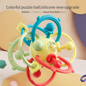 Jouet de dentition en silicone de qualité alimentaire, balle sensorielle à textures multiples, pour l'entraînement à la préhension, stérilisable, hochet pour bébé, cadeau pour nourrisson - Product Image 2