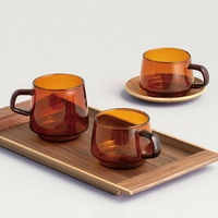 Mug en verre borosilicate résistant à la chaleur de style nordique élégant, couleur sépia ambre