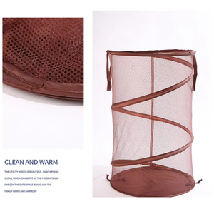 Large Cylindrical Folding Laundry Basket Durable Mesh Design Multi-Functional Household Package <b>Clothes</b> Clothing <b>Storage</b> <b>Bag</b> - Product Image 4