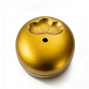 Brûleur d'encens rond minimaliste personnalisé de haute qualité OEM, décoration d'aromathérapie pour la maison, en aluminium, laiton, or, métal - Product Image 2