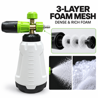Canon à mousse pour nettoyeur haute pression avec bouteille d'un litre, lance à mousse réglable pour le lavage de voitures et le detailing automobile