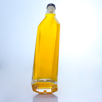 Botol Minuman Keras Kaca Heksagonal Bersegi 750ml Elegan, Alas Berat, Tiang Tinggi, dengan Tutup Sekrup