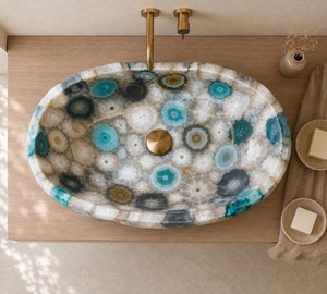 Vasque de salle de bain moderne en résine de haute qualité, effet marbre et quartz, pour meuble sous vasque, décorative, de luxe, sanitaire - Product Image 4