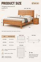 Lit superposé moderne en bois d'orme massif de style chinois avec tiroirs, lit double Queen Size, tête de lit haute, confortable pour la chambre à coucher