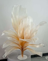 S-0054 Support de fleurs de luxe fait main pour mariage, décoration de centre de table principale, centre de table en organza couleur champagne, accessoires