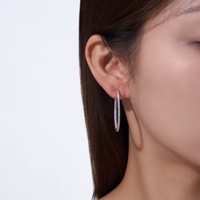 Boucles d'oreilles créoles ovales en moissanite, argent sterling 925, grandes boucles d'oreilles ovales scintillantes pour femmes, bijoux de mariage, cadeau