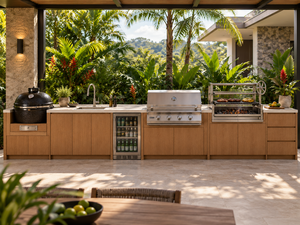 Cucina per barbecue e Grill all'aperto di lusso per ville Forno elettrico integrato su misura e griglia in acciaio inossidabile - Product Image 3