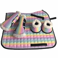 Bottes de cheval professionnelles ensemble équin équipement équestre bottes d'équitation + tapis de selle voile anti-mouches + bottes de cloche de cheval