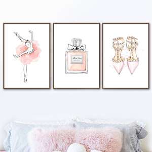 Peinture sur toile murale avec motif de fille de ballet, parfum parisien, chaussures à rivets, affiches et impressions nordiques, images murales pour la décoration du salon - Product Image 2