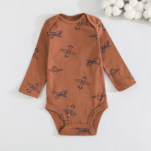 Infant Clothing 6M 24M Autumn <b>Animal</b> <b>Pattern</b> Printed <b>Knitted</b> Long Sleeve 100% Cotton Footies Five-Piece Set Unisex Button - Product Image 6