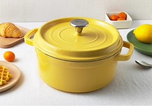 Panela de Ferro Fundido Esmaltado Multiuso para Ensopados e Sopas, Compatível com Fogão a Gás e Indução, com Tampa, Design Moderno, Presente de Inauguração de Casa - Product Image 4