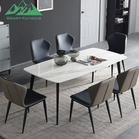 Table à manger de luxe moderne, design minimaliste, pieds en métal, meubles pour villa
