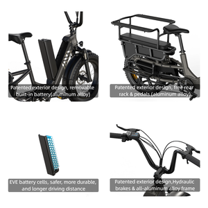Bici Elettrica <span class=keywords><strong>Cargo</strong></span> EU Hot Sale con Batteria da 15Ah a Lunga Autonomia, Freni Idraulici e Grande Capacità - Bici Elettrica Multiuso - Product Image 3