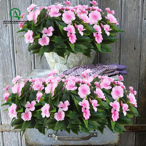 Flores artificiales <span class=keywords><strong>Impatiens</strong></span>, arbustos, Rosa flores de seda, ramo verde para Patio, césped, jardín, maceta, cesta colgante, decoración de porche - Product Image 3