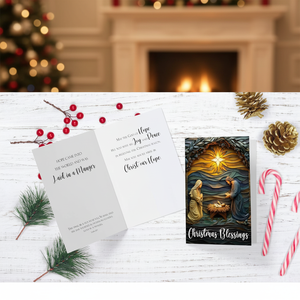 Tarjeta de Felicitación Navideña Religiosa con Bendiciones de Natividad - Product Image 3