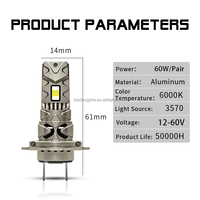 Kaidengzhe 12-60V H7 LED-Frontscheinwerferbirne mit Lüfter, Aftermarket-Ersatz, 6000K 4000LM Plug-and-Play-Kit