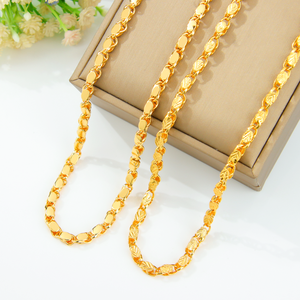 Dubai Fashion Gold <b>Necklace</b> <b>Chains</b> 21k Gold Plated 60/80/100cm Unisex Vintage Jewelry Nigeria Wedding Jewelry - Product Image 1