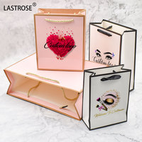 Sacs en papier rose en carton avec logo imprimé personnalisé, sacs de shopping en papier de luxe, emballage pour vêtements, sacs cadeaux