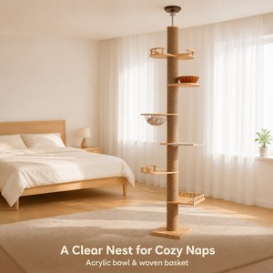 <span class=keywords><strong>Arbre</strong></span> à <span class=keywords><strong>chat</strong></span> en bois massif du sol au plafond, grande tour pour <span class=keywords><strong>chat</strong></span> avec lit pour <span class=keywords><strong>chat</strong></span>, plateforme de saut, griffoir en sisal - Product Image 4