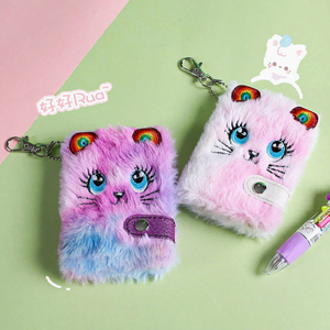 Wholesale Mini Pocket Journal Plush <strong>Notebook</strong> <strong>With</strong> Keychain Korean Cartoon Blank <strong>Page</strong> - Product Image 1