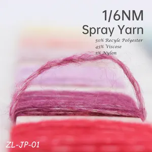 1/6NM 50% Recyle Polyester 45% Viscose 5% Nylon Polyamide Recycle fancy crochet flat knitting machine melange blended spray yarn