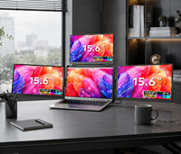 Monitor Portátil Cuádruple de 15.6 Pulgadas para Laptop, IPS 1080P, Extensor de Pantalla Triple, Pantalla USB-C para Trabajo de Oficina