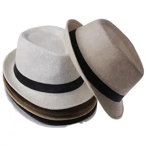 Womens Mens Fedora Trilby Gangster Cap Cheap Summer Beach Sun Straw Panama Hat Cap