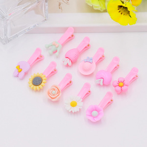 Jolies pinces à cheveux en résine de dessin animé, roses, 4 cm, motif floral, pinces à bec de canard pour usage quotidien - Product Image 4
