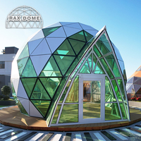 8m 9m 10m dôme en verre maison préfabriquée avec porte en verre triangulaire pour l'hôtel et l'exposition