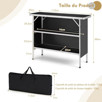 Table de bar de jardin extérieure portable meubles Poker Banquet restauration barbecue noir Camping pique-nique Table pliante