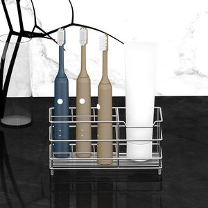 Soporte para cepillos de dientes de acero inoxidable 304, estante de almacenamiento rectangular resistente al óxido para encimera de baño, para pasta de dientes y maquinilla de afeitar - Product Image 1