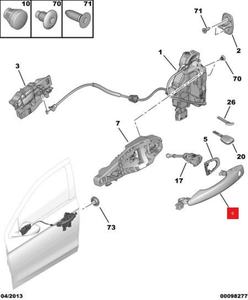 Maniglia esterna per portiera adatta a Peugeot 301, <span class=keywords><strong>2008</strong></span>, <span class=keywords><strong>Citroen</strong></span> Elysee e <span class=keywords><strong>Citroen</strong></span> C3-XR 1609429780 1609430080 - Product Image 5