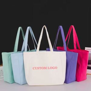 Custom Logo Color Tote Shopping <b>Bag</b> Durable Organic Cotton <b>Folding</b> Style Personalized Style Gift - Product Image 1