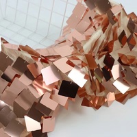ZSY Big Square Sequin 25mm Plain Brillant Miroir Argent Carré Sequin Tissu sur Maille Blanche