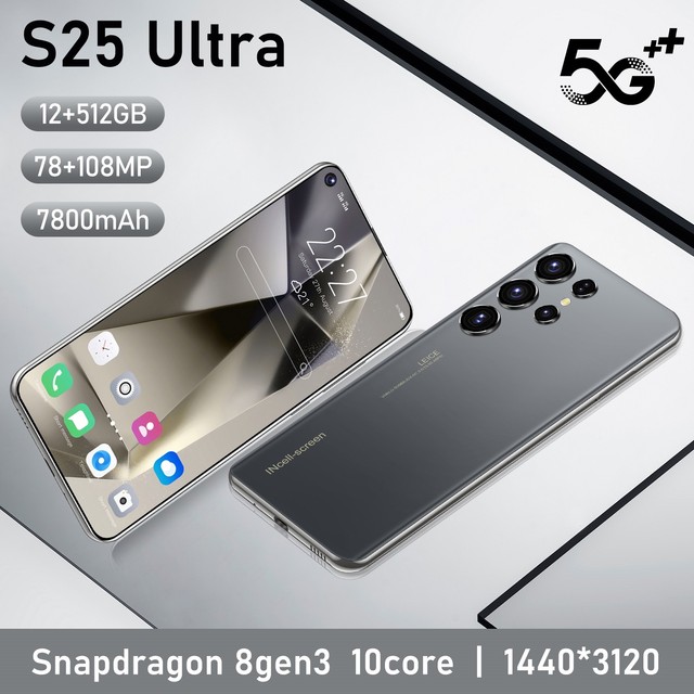Full Screen Phone 7inch HD Cellphones Gaming Smartphones Global Version S25 Ultra Phone 16GB+1TB 7800mah 4G 5G Lcd 8gb Ram