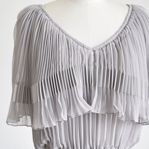 Moda de verano <span class=keywords><strong>O</strong></span> cuello de gasa plisada vestido de las mujeres - Product Image 2