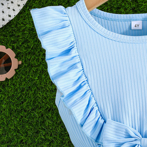 ชุดเดรสพิมพ์ลายดอกไม้หรูหราสำหรับเด็กผู้หญิง 4-8 ปี แขนสั้นระบายน่ารัก โบว์สวยงาม เสื้อผ้าสำหรับงานปาร์ตี้เด็ก - Product Image 4