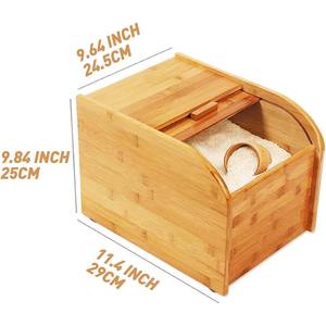 家庭やキッチンのドライフード用大型竹シリアルディスペンサー,測定カップ付き木製米容器保管ディスペンサー - Product Image 6
