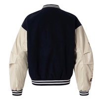 Blouson universitaire personnalisé de haute qualité pour homme avec broderie chenille, manches en PU, col montant et devant surdimensionné style universitaire