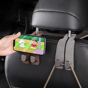 2 In 1 Auto Kopfstütze Haken Wildleder Rücksitz Rücken hängen Legierung Doppel haken Clip Halter Lagerung Auto Interieur Zubehör Universal - Product Image 3