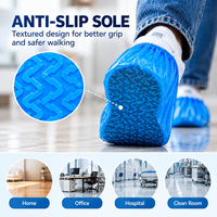 Surchaussures jetables en plastique bleues, imperméables, avec bord élastique, pour le nettoyage, l'hôpital, le laboratoire, la maison, le bureau