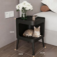 Table d'appoint moderne en fer pour animaux de compagnie, style crème, pour petits et moyens chiens et chats, avec rangement, pour salon, à placer près du canapé, pour un usage partagé entre humains et animaux