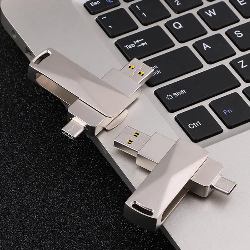 가장 저렴한 사용자 정의 로고 고속 32Gb 엄지 플래시 메모리 스틱 USB 3.0 2.0 펜 드라이브 Pendrive 2in1 금속 회전 USB 플래시 드라이브