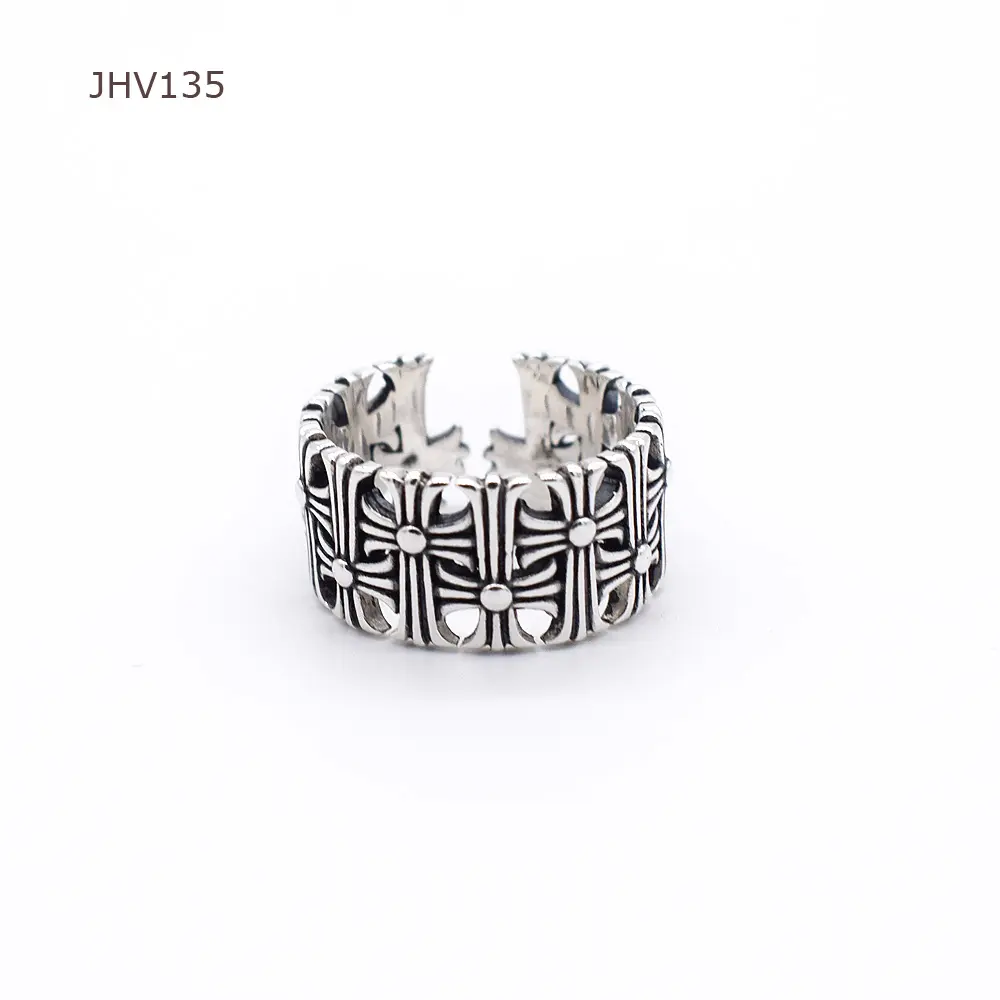 JHV135 Wholesale 925 sterling silver cross black silver ring 925 silver jewelry