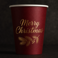 Gobelet en papier simple paroi pour l'hiver, personnalisé avec logo, motif renne, en papier kraft robuste, jetable, pour emporter, 16oz, pour cidre chaud, vente en gros, direct usine