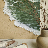 Peinture sur toile abstraite moderne à texture épaisse en relief, motif vagues océaniques, paysage marin, personnalisable, imperméable