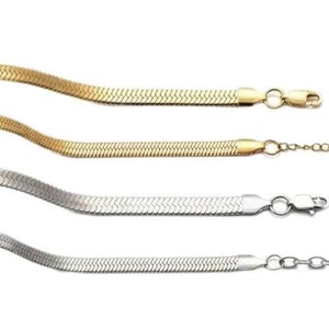 Chaînes semi-finies en acier inoxydable pour bricolage : Chaîne à maillons et Chaîne serpent plate |   Vendu au mètre ou en rouleau, placage or PVD - Product Image 3